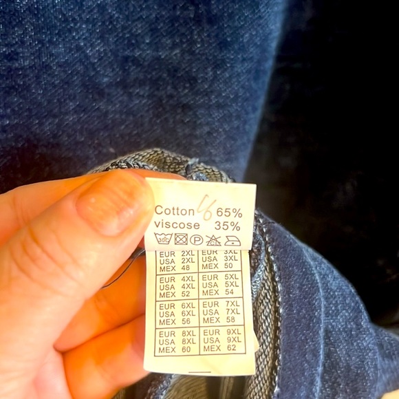 L/M Blue Denim Jeans Top Zippers on Shoulders 2 Front Pockets 65% Cotton Cute - Picture 10 of 14